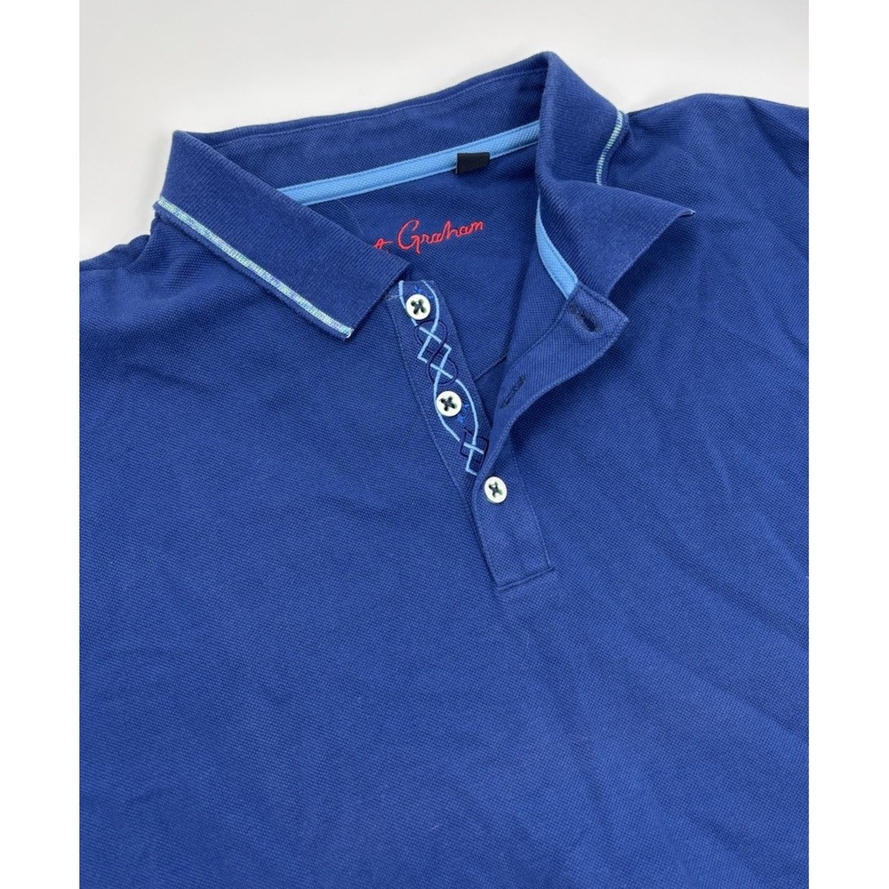 Robert Graham Men's XL Blue Cotton Short‎ Sleeve Polo